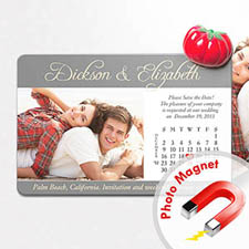 Large aimant de frigo photo calendrier réservez la date personnalisé 10,16 x 15,24 cm, gris romantique