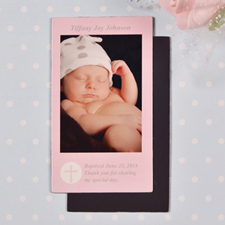 Aimant photo de taille de carte baptême rose bricolage 5,08 x 8,89 cm