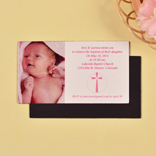 Aimant photo de taille de carte baptême fille bricolage 5,08 x 8,89 cm