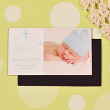 Aimant photo de taille de carte baptême de bébé bleu bricolage 5,08 x 8,89 cm