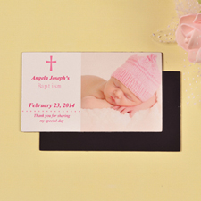 Aimant rose baptême de bébé de taille de carte 5,08 x 8,89 cm bricolage