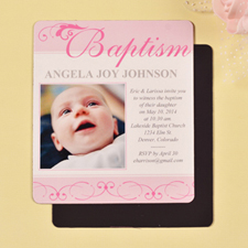 Imprimez aimants photo de frigo baptême bébé fille première croix 8,89 x 10,16 cm