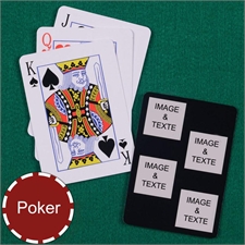 Cartes à jouer format poker carré personnalisés collage noir quatre photos