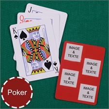 Cartes à jouer format poker personnalisées collage photo rouge carré 