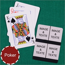 Cartes à jouer format poker personnalisés collage noirquatre photos
