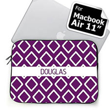 Housse Macbook Air 11 nom personnalisé ikat violet 