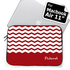 Housse Macbook Air 11 chevron rouge nom personnalisé