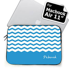 Housse Macbook Air 11 chevron bleu ciel nom personnalisé