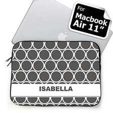 Housse Macbook Air 11 cerceaux gris nom personnalisé