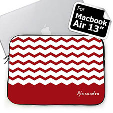 Housse Macbook Air 13 chevron rouge nom personnalisé