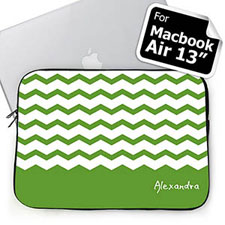 Housse Macbook Air 13 chevron vert nom personnalisé
