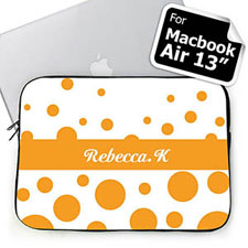 Housse Macbook Air 13 cercles rétro orange nom personnalisé
