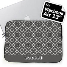 Housse Macbook Air 13 quadrilobe gris nom personnalisé
