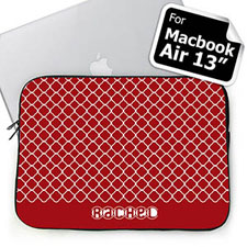 Housse Macbook Air 13 quadrilobe rouge nom personnalisé