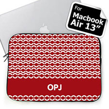 Housse Macbook Air 13 chaîne rouge initiales personnalisées