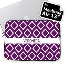 Housse Macbook Pro 13 ikat violet nom personnalisé