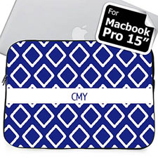 Housse Macbook Pro 15 bleue initiales personnalisées (2015)