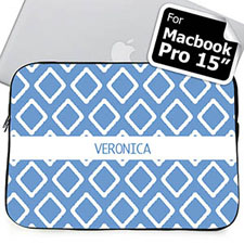 Housse Macbook Pro 15 ikat bleu nom personnalisé (2015)