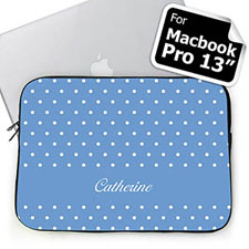 Housse Macbook Pro 13 pois bleu clair nom personnalisé (2015)