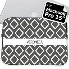 Housse Macbook Pro 15 ikat gris nom personnalisé (2015)