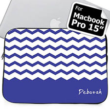Housse Macbook Pro 15 chevron bleu nom personnalisé (2015)