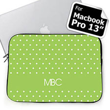 Housse Macbook Pro 13 pois lime initiales personnalisées (2015)