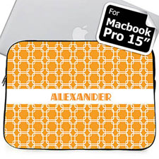 Housse Macbook Pro 15 liens orange nom personnalisé (2015)