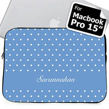 Housse Macbook Pro 15 pois bleu ciel nom personnalisé (2015)