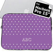 Housse Macbook Pro 15 pois lavande initiales personnalisées (2015)