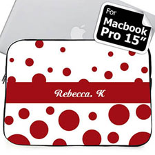 Housse Macbook Pro 15 cercles rétro rouges nom personnalisé (2015)