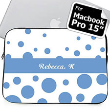 Housse Macbook Pro 15 cercles rétro bleu ciel nom personnalisé (2015)