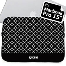 Housse Macbook Pro 15 quadriobe noir initiales personnalisées (2015)