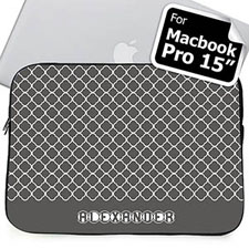 Housse Macbook Pro 15 quadriobe gris nom personnalisé (2015)