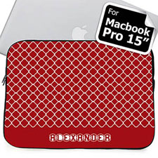 Housse Macbook Pro 15 quadriobe rouge nom personnalisé (2015)