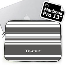 Housse Macbook Pro 13 rayures grises nom personnalisé (2015)