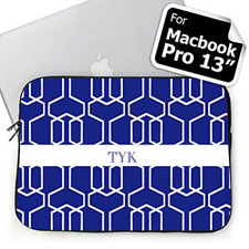 Housse Macbook Pro 13 treillis bleu initiales personnalisées (2015)