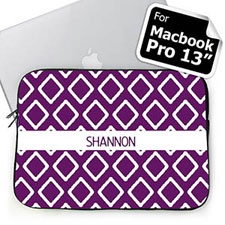 Housse Macbook Pro 13 ikat violet nom personnalisé (2015)