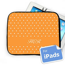 Housse iPad pois orange initiales personnalisées