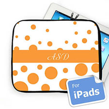 Housse iPad cercles rétro orange initiales personnalisées
