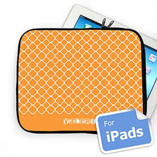 Housse iPad quadrilobe orange nom personnalisé