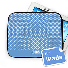 Housse iPad quadrilobe bleu initiales personnalisées
