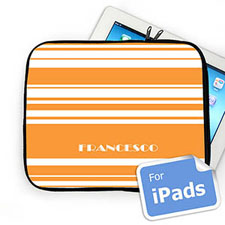 Housse iPad rayures orange nom personnalisé