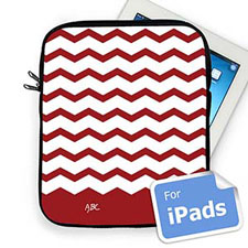 Housse iPad chevron rouge initiales personnalisées