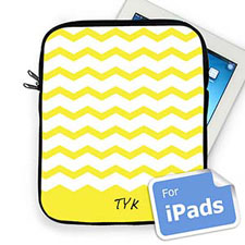 Housse iPad chevron jaune initiales personnalisées