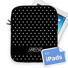 Housse iPad pois noirs initiales personnalisées