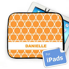 Housse iPad cerceaux orange nom personnalisé