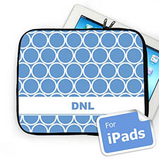 Housse iPad cerceaux bleu ciel initiales personnalisées