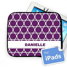 Housse iPad cerceaux violets nom personnalisé