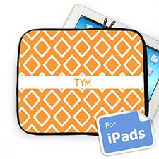 Housse iPad ikat orange initiales personnalisées