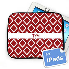 Housse iPad ikat rouge initiales personnalisées